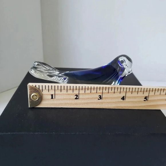 Murano Style Blue,Clear Art Glass Sitting Bird Paperweight . - Picture 7 of 8